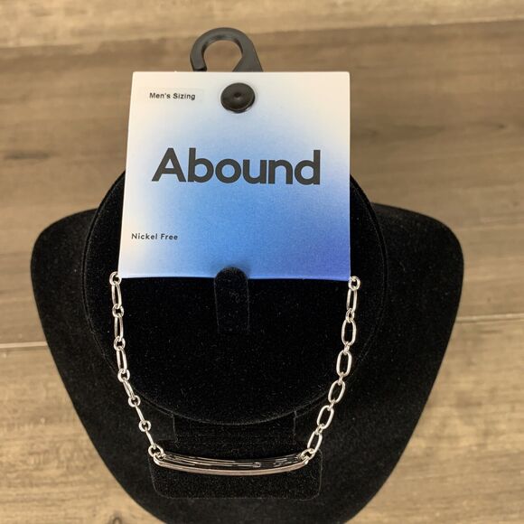 Abound Silver Tone Men’s Sizing Silver ID Bracelet Nickel Free Link Cable Chain - Picture 1 of 7